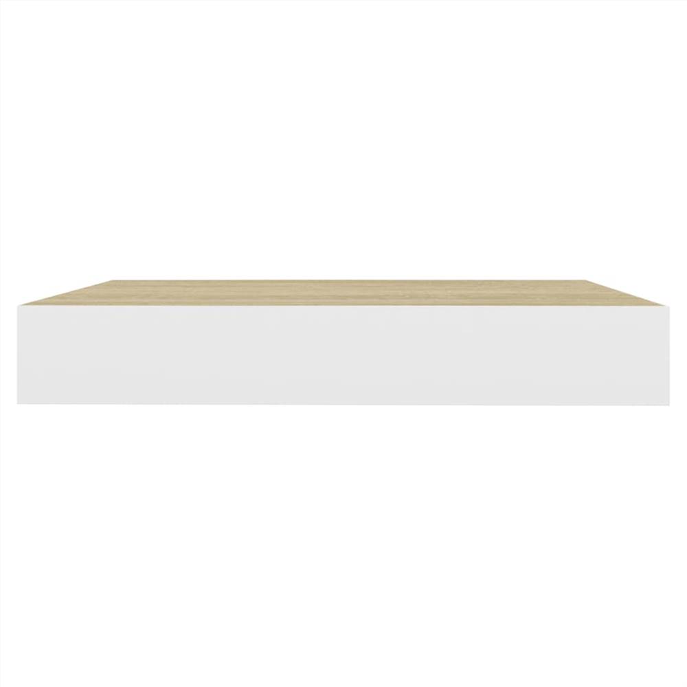 Floating Wall Shelves 2 pcs Oak and White 23x23.5x3.8 cm MDF
