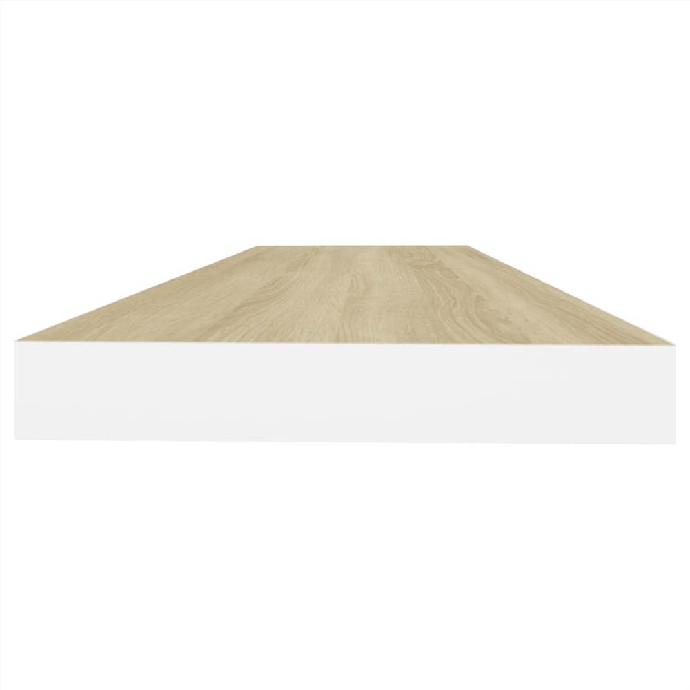Floating Wall Shelves 2 pcs Oak and White 80x23.5x3.8 cm MDF