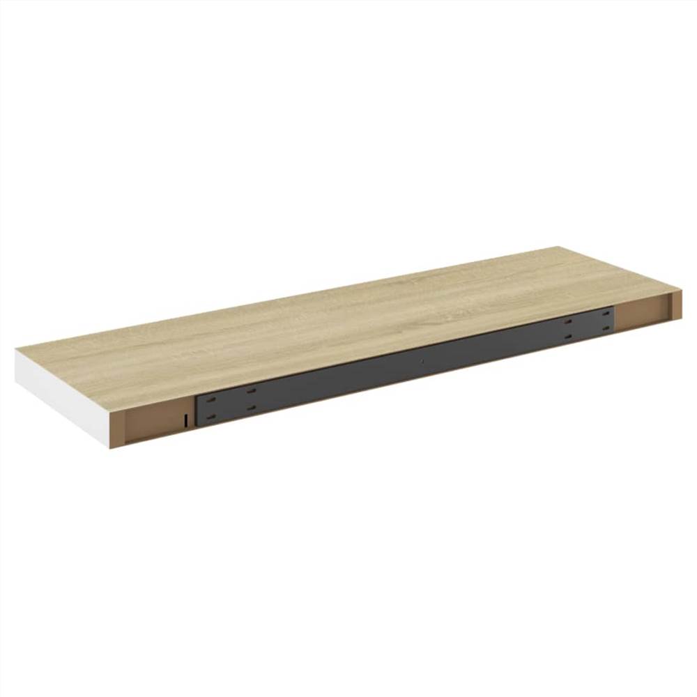 Floating Wall Shelves 2 pcs Oak and White 80x23.5x3.8 cm MDF