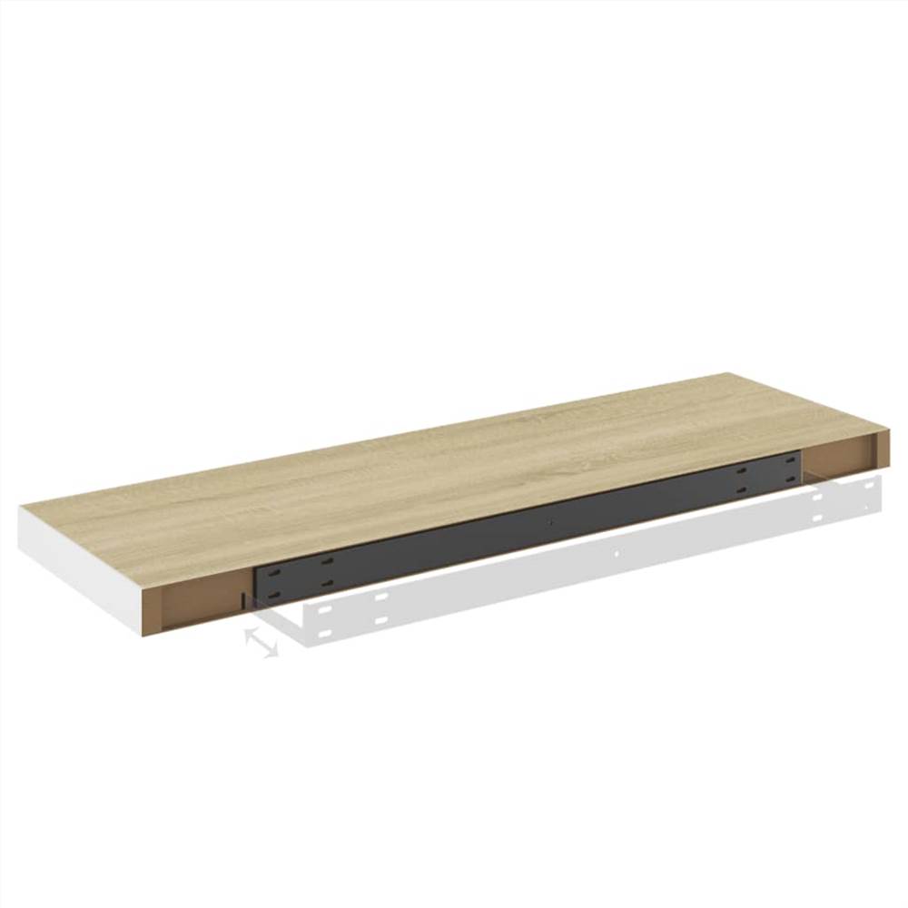 Floating Wall Shelves 2 pcs Oak and White 80x23.5x3.8 cm MDF