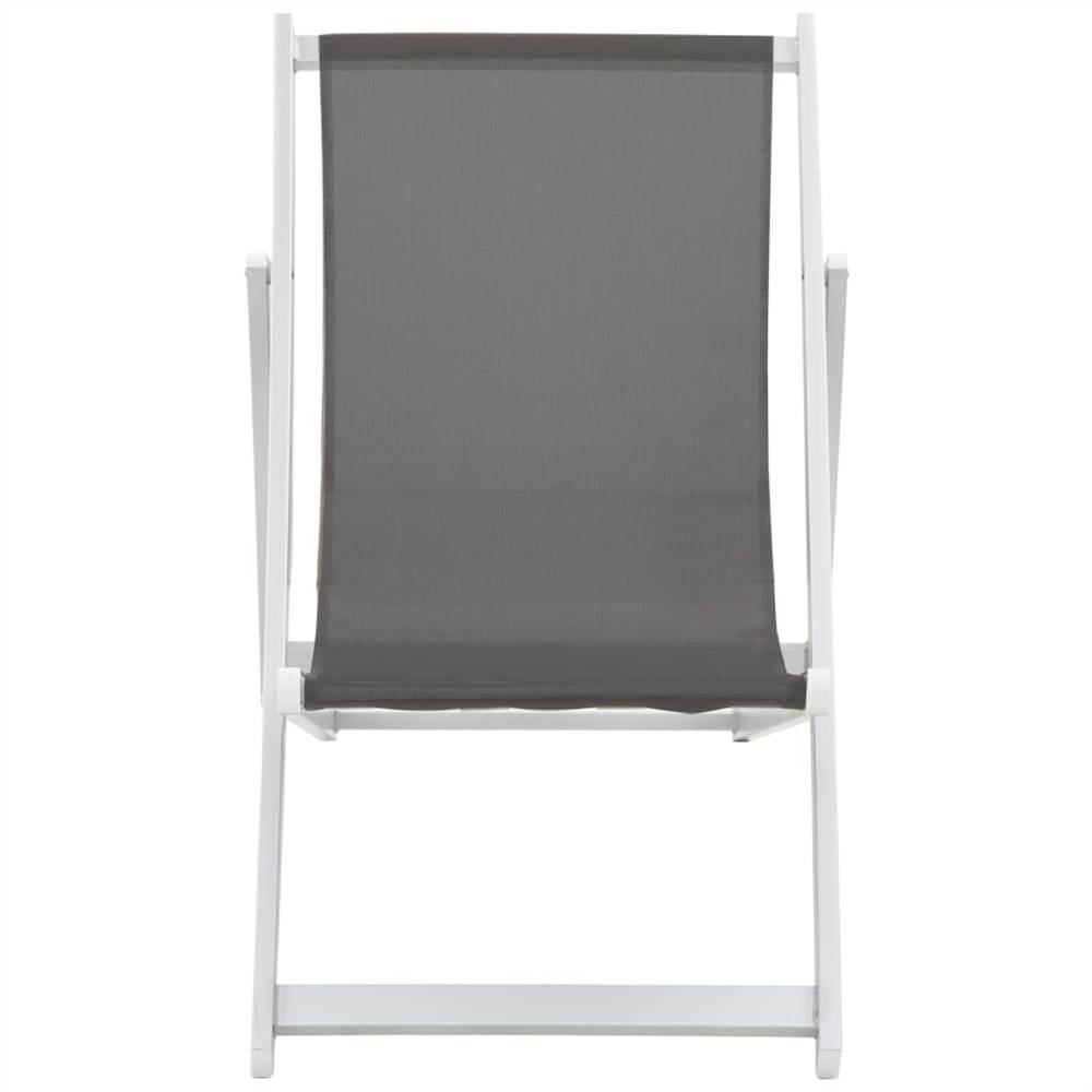 Folding Beach Chairs 2 pcs Aluminium and Textilene Grey
