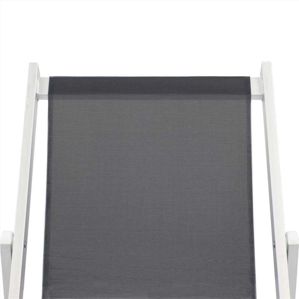 Folding Beach Chairs 2 pcs Aluminium and Textilene Grey
