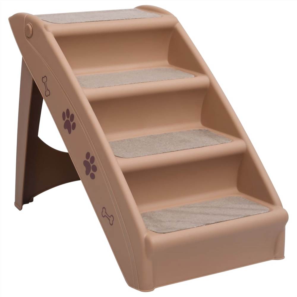 Folding Dog Stairs Brown 62x40x49.5 cm