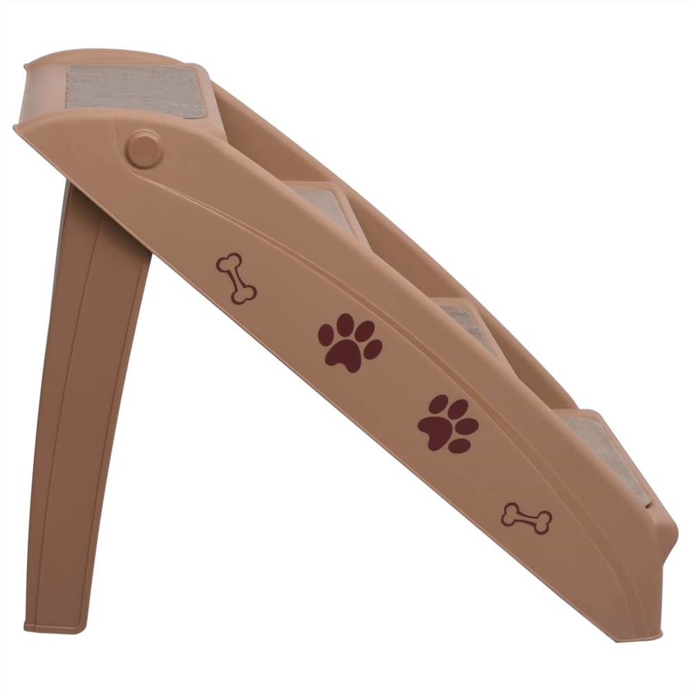 Folding Dog Stairs Brown 62x40x49.5 cm