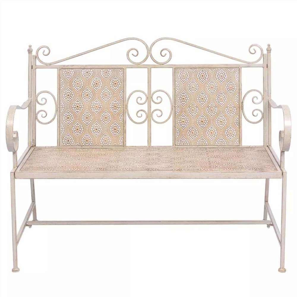Garden Bench 115 cm Steel White