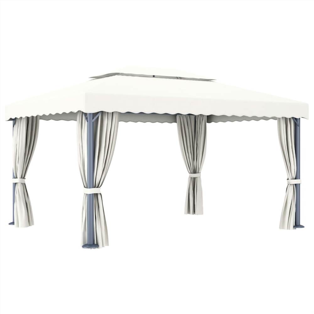 Gazebo with Curtain 4x3 m Cream White Aluminium