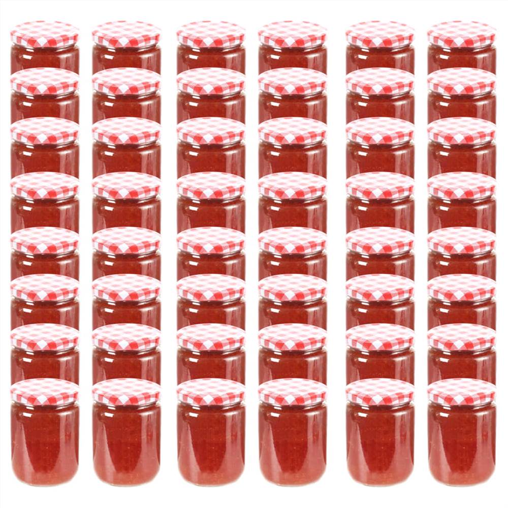 

Glass Jam Jars with White and Red Lid 48 pcs 230 ml