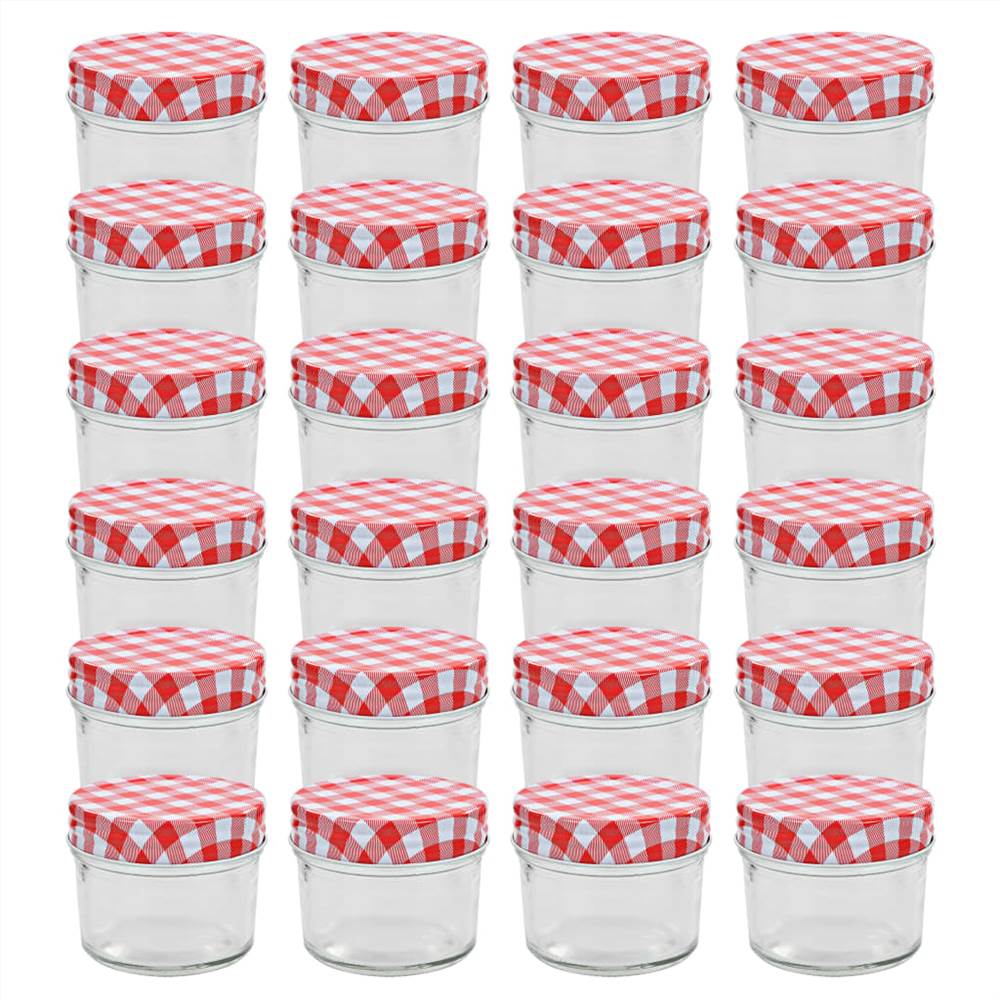 

Glass Jam Jars with White and Red Lids 24 pcs 110 ml