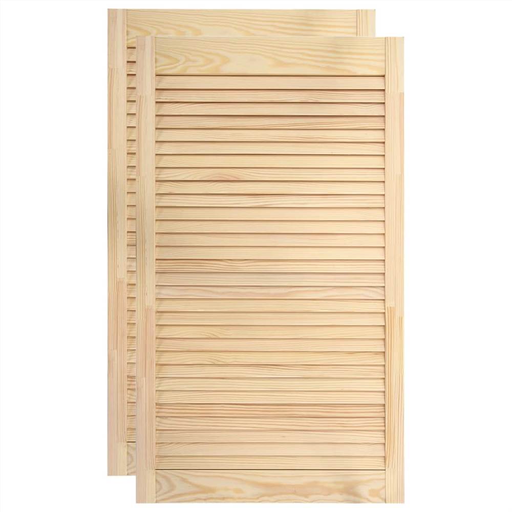 Louvred Doors 2 pcs Solid Pine Wood 99.3x49.4cm