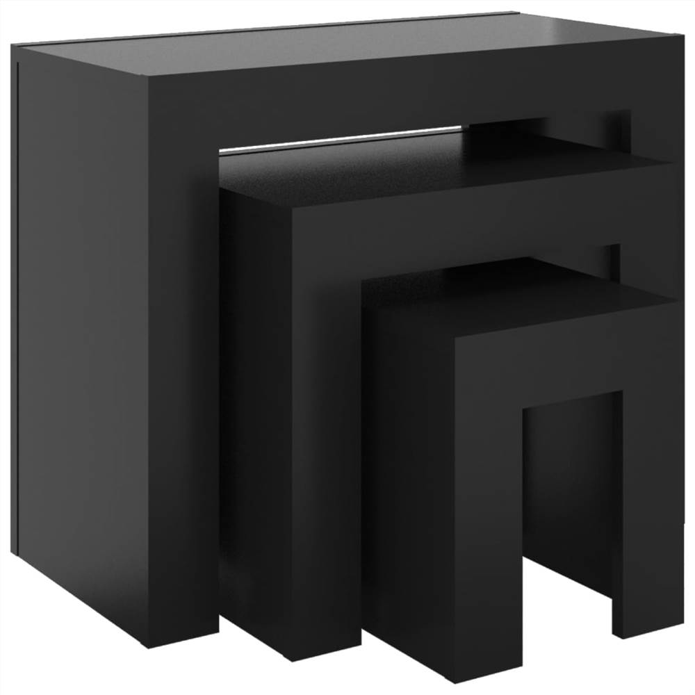 Nesting Coffee Tables 3 pcs High Gloss Black Chipboard