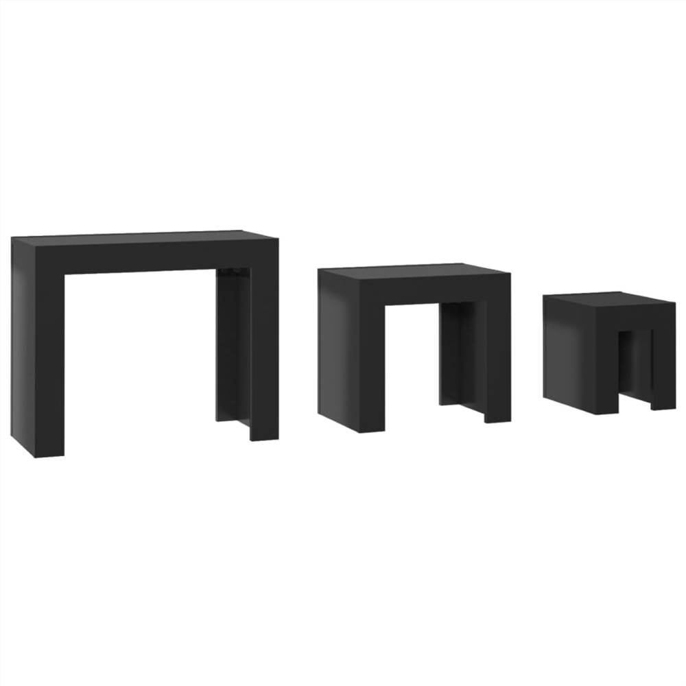 Nesting Coffee Tables 3 pcs High Gloss Black Chipboard