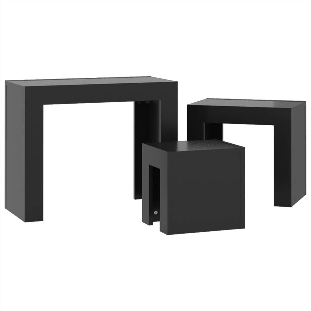 Nesting Coffee Tables 3 pcs High Gloss Black Chipboard