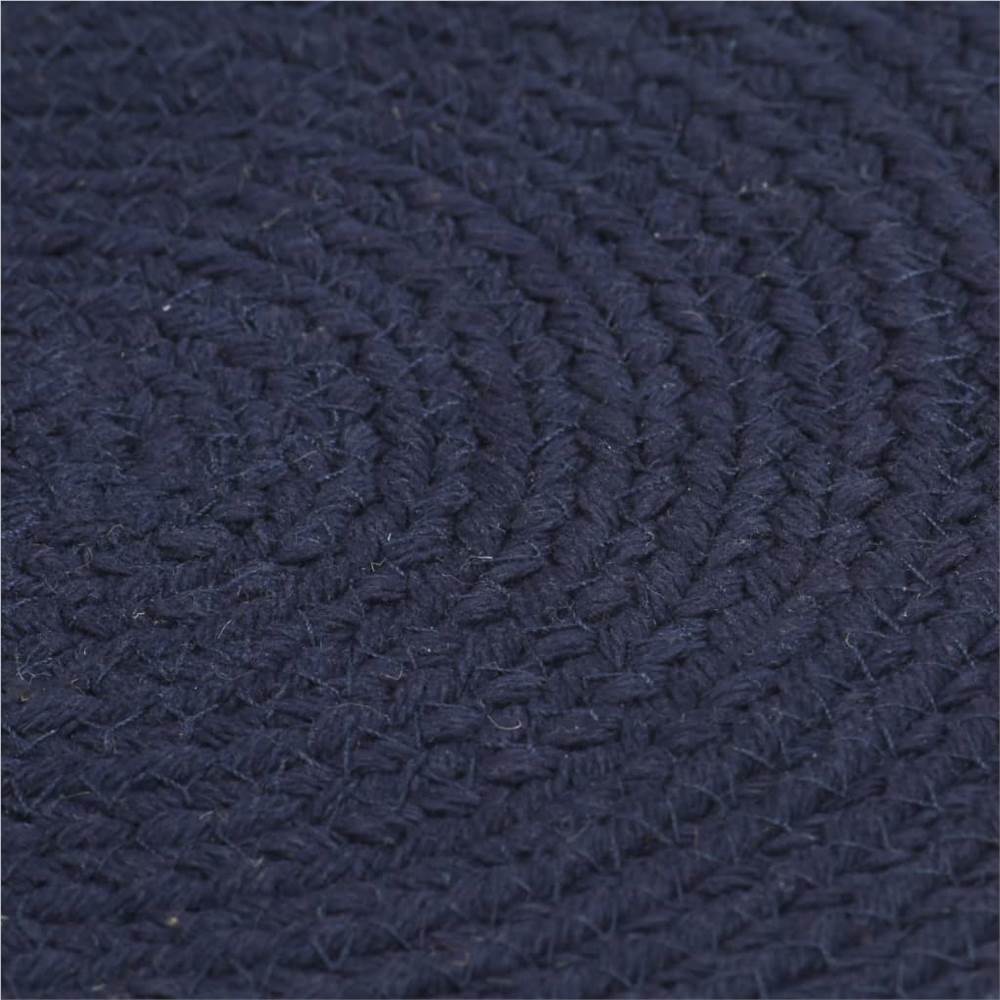 Placemats 6 pcs Plain Navy Blue 38 cm Round Cotton