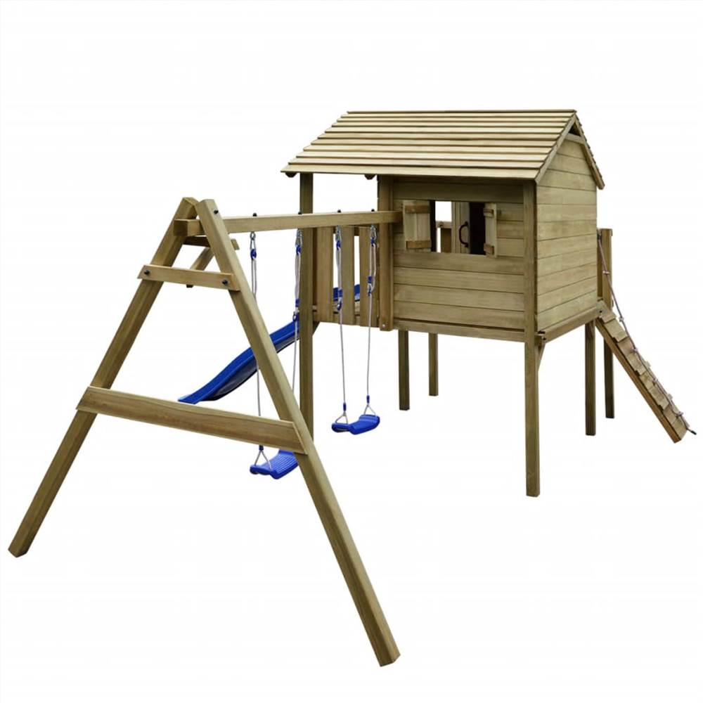 Playhouse Set with Ladder, Slide and Swings 480x440x294 cm Wood