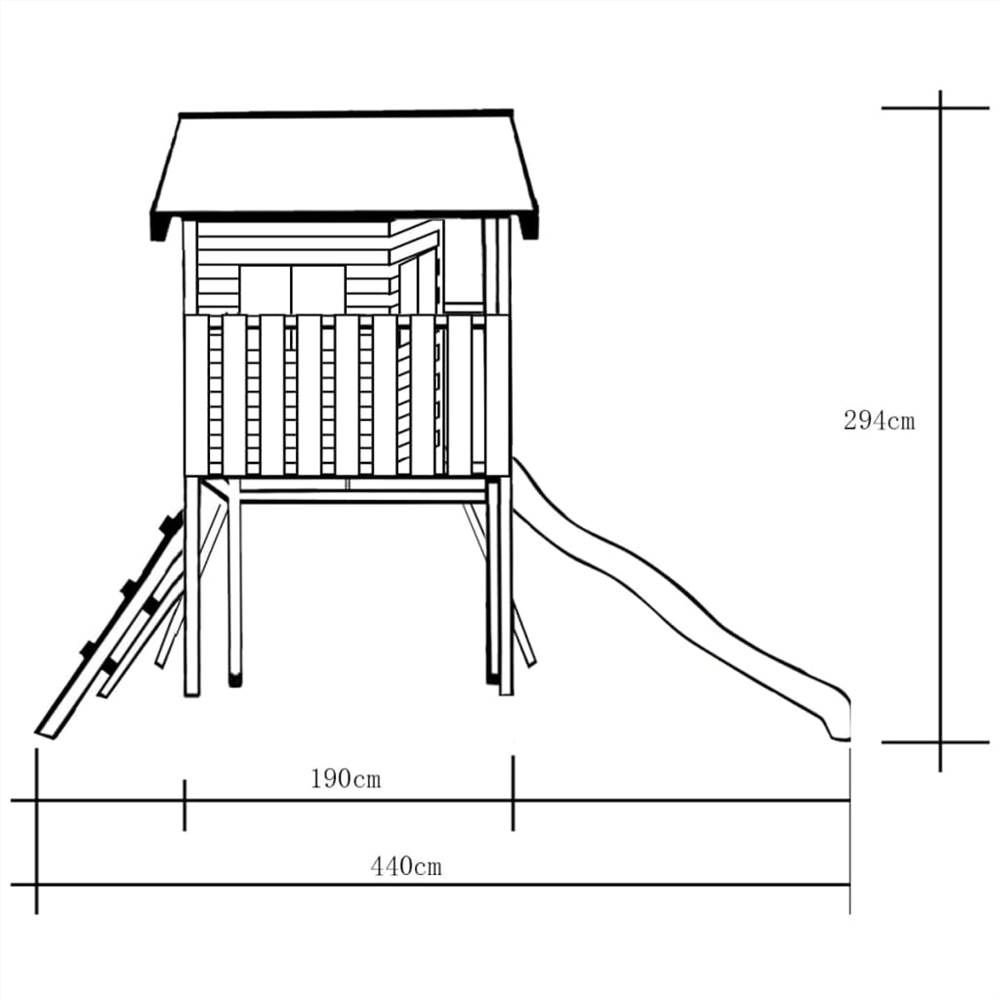 Playhouse Set with Ladder, Slide and Swings 480x440x294 cm Wood