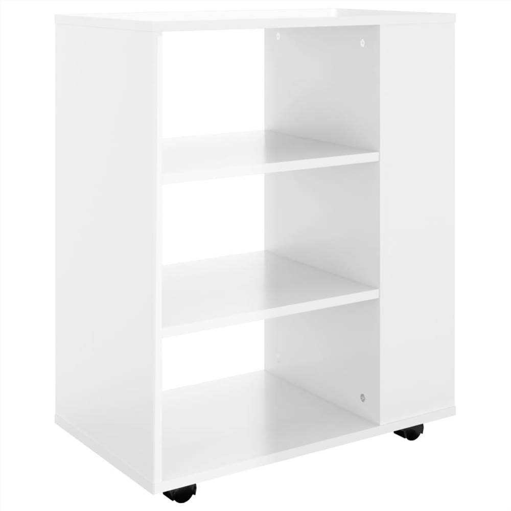 Rolling Cabinet High Gloss White 60x35x75 cm Chipboard
