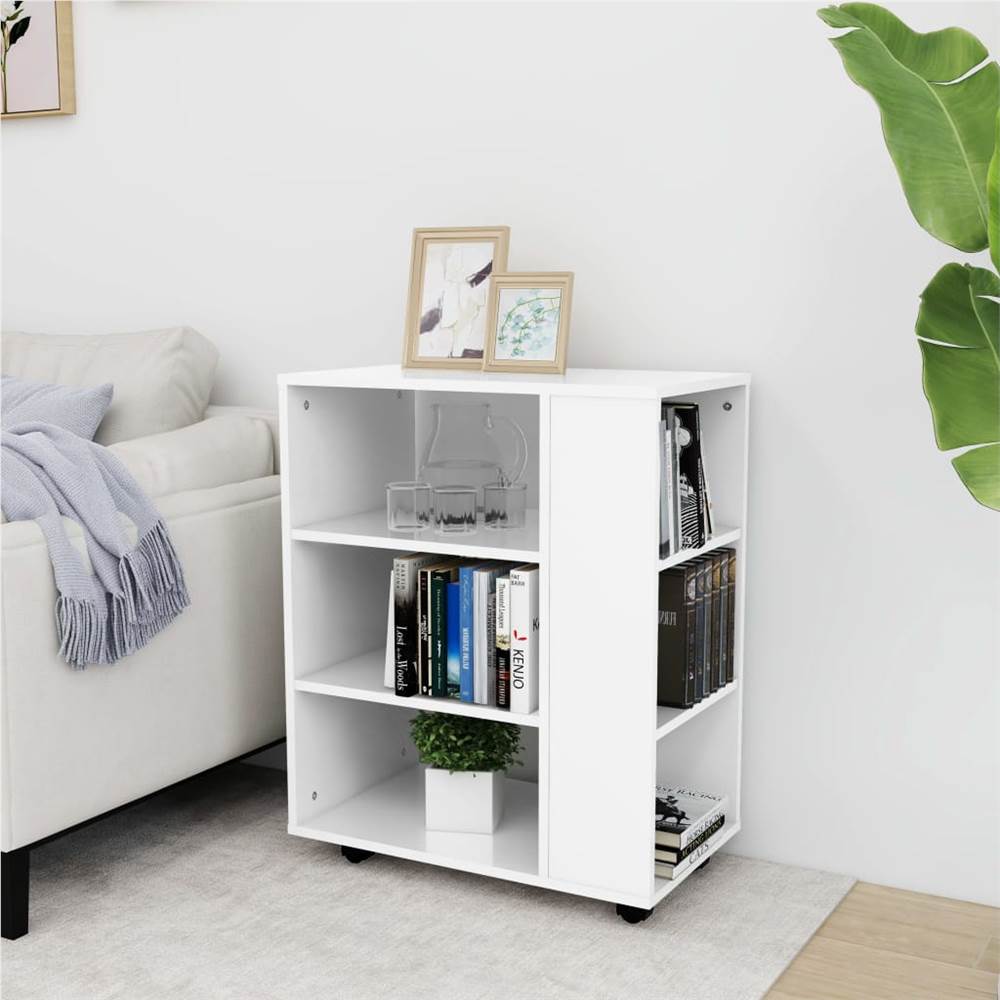 Rolling Cabinet High Gloss White 60x35x75 cm Chipboard