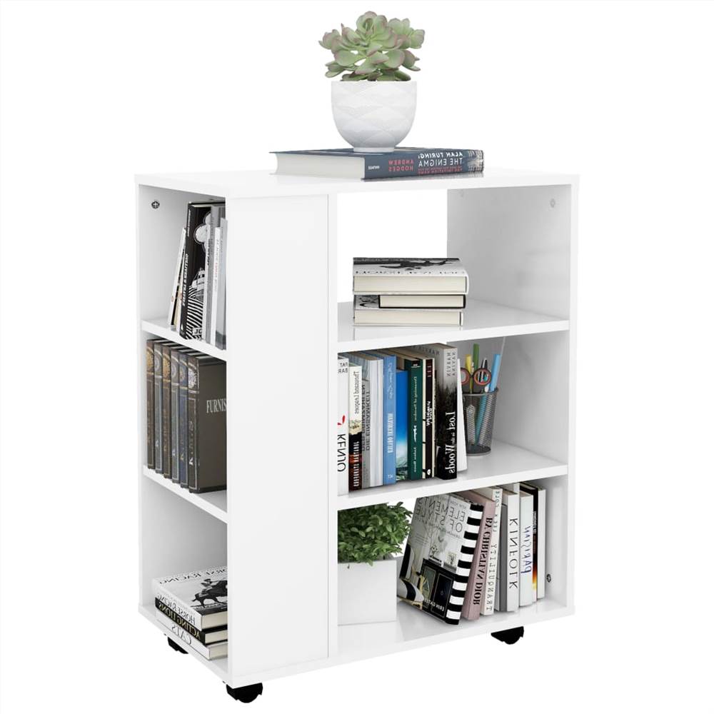 Rolling Cabinet High Gloss White 60x35x75 cm Chipboard