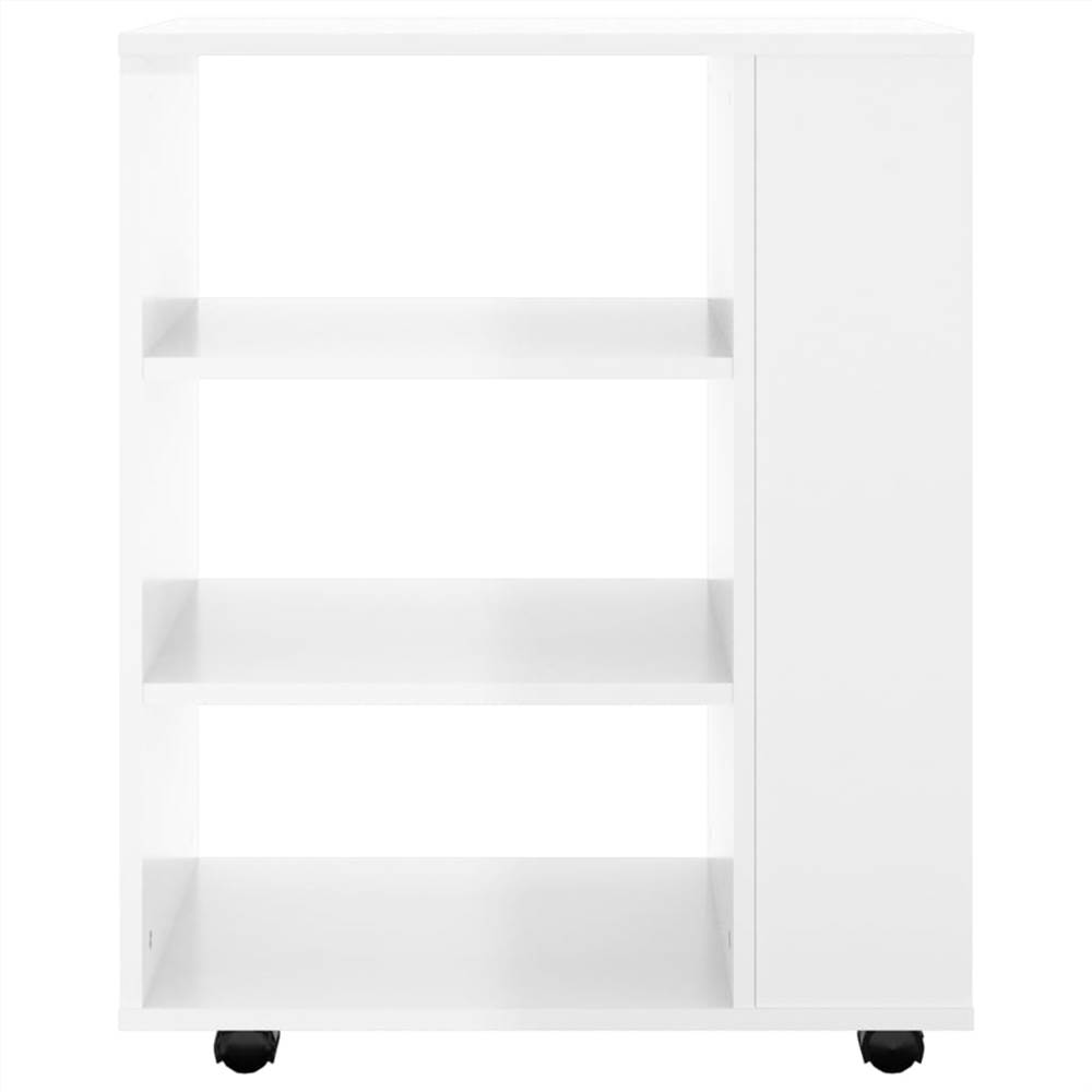 Rolling Cabinet High Gloss White 60x35x75 cm Chipboard
