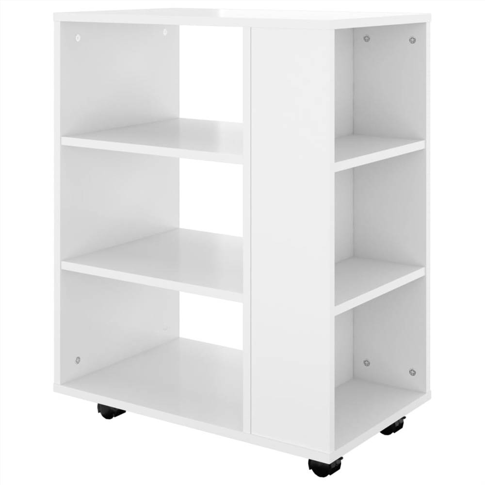 Rolling Cabinet High Gloss White 60x35x75 cm Chipboard