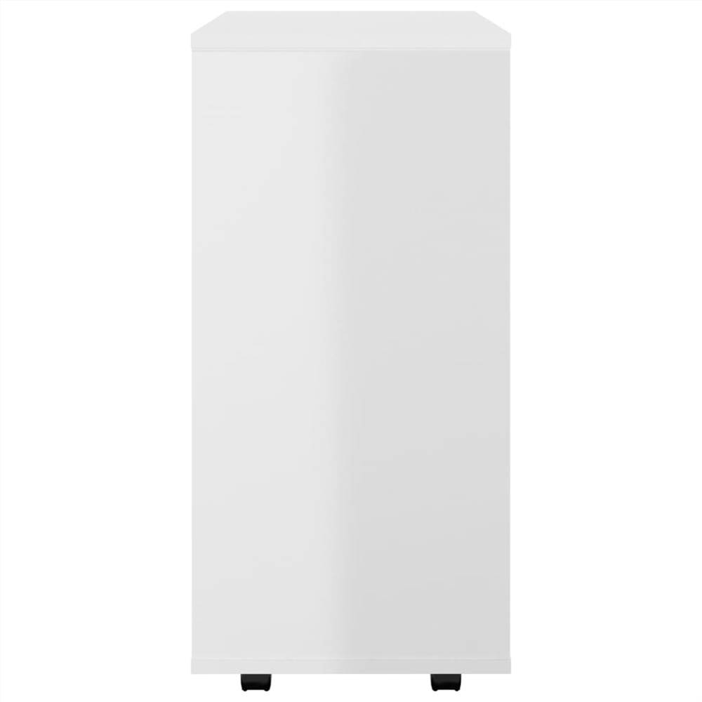 Rolling Cabinet High Gloss White 60x35x75 cm Chipboard