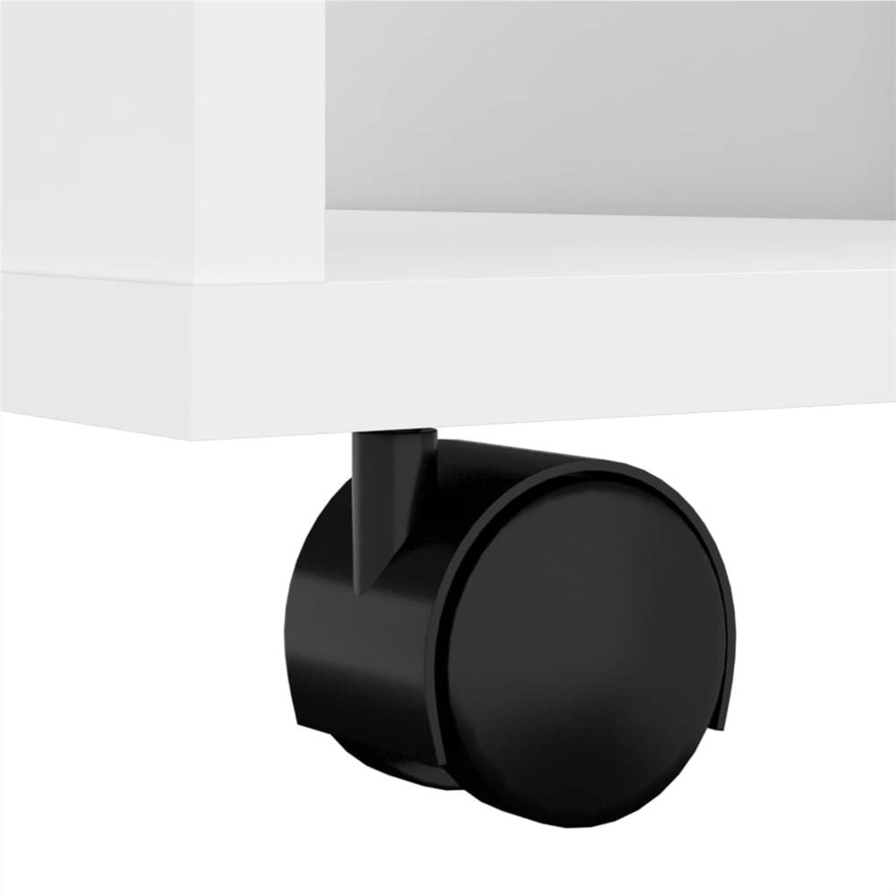 Rolling Cabinet High Gloss White 60x35x75 cm Chipboard