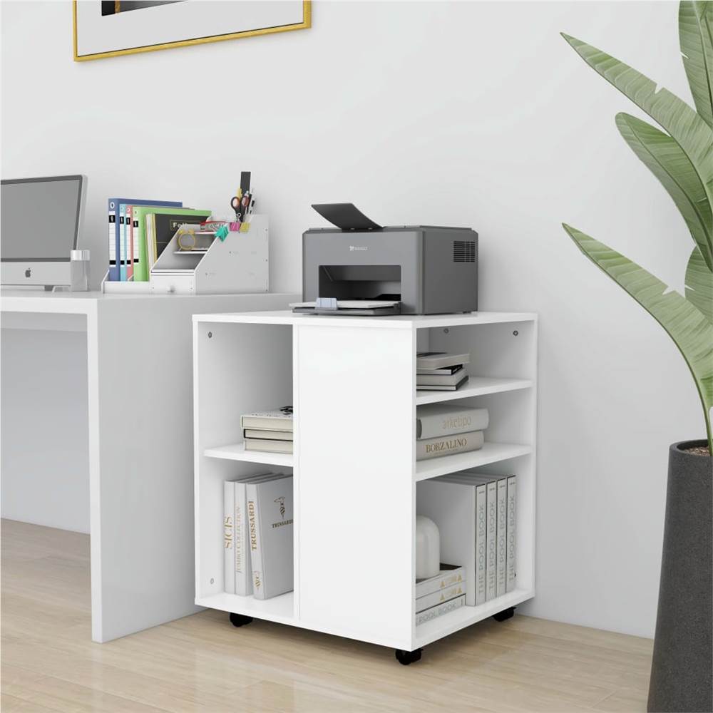 Rolling Cabinet White 60x53x72 cm Chipboard