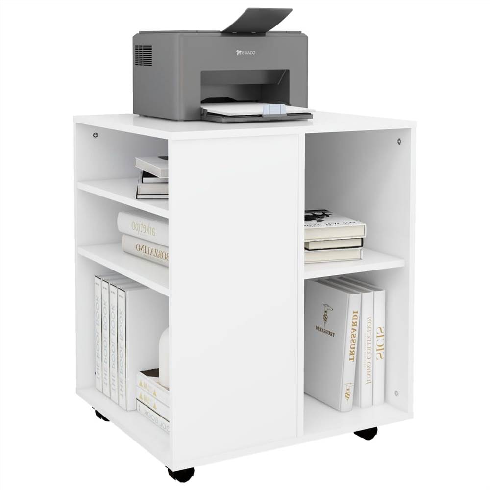 Rolling Cabinet White 60x53x72 cm Chipboard