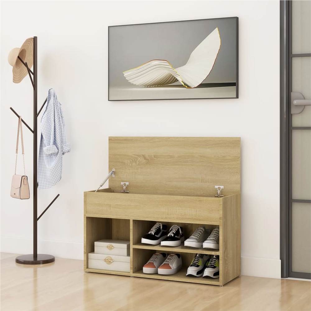 Shoe Bench Sonoma Oak 80x30x45 cm Chipboard