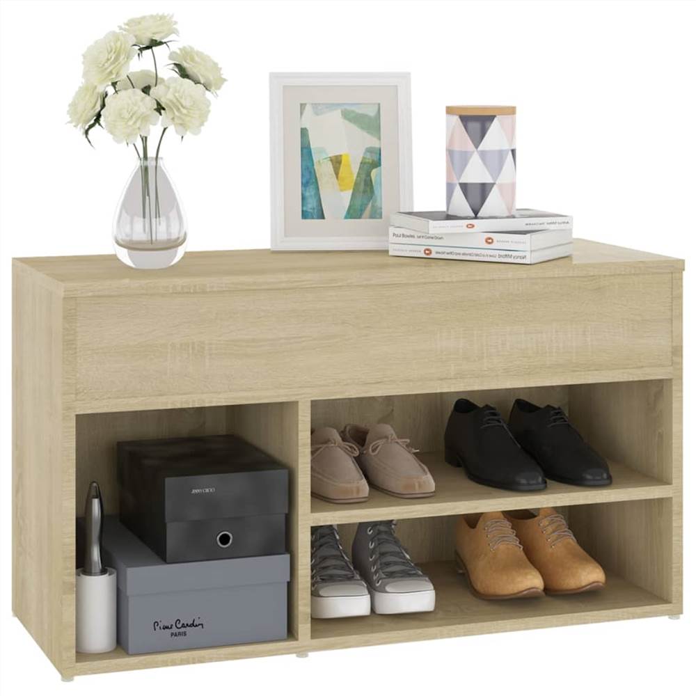 Shoe Bench Sonoma Oak 80x30x45 cm Chipboard