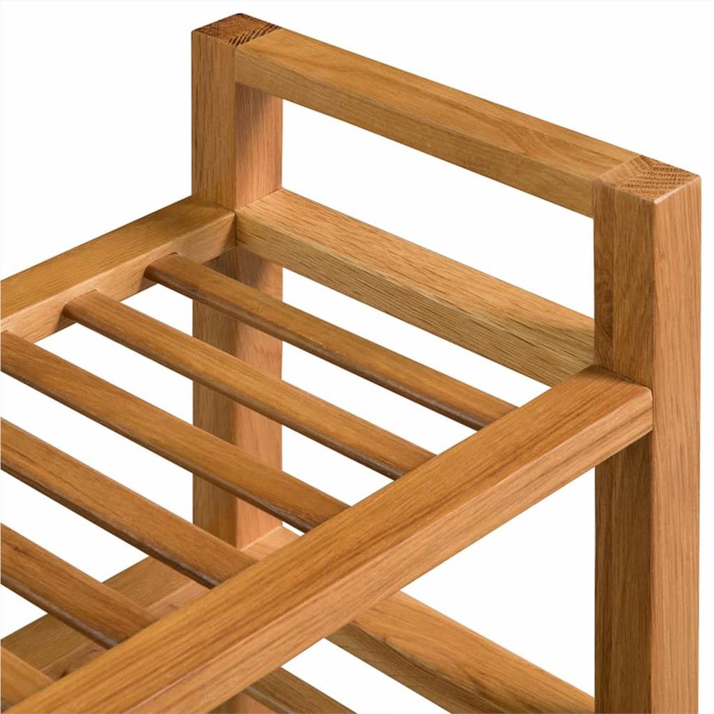 Shoe Rack with 3 Shelves 100x27x59.5 cm Solid Oak Wood