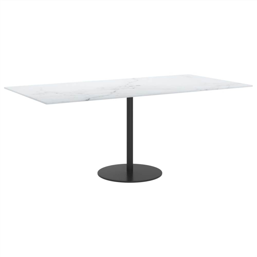 Table Top White 100x50 cm 6mm Tempered Glass with Marble Design