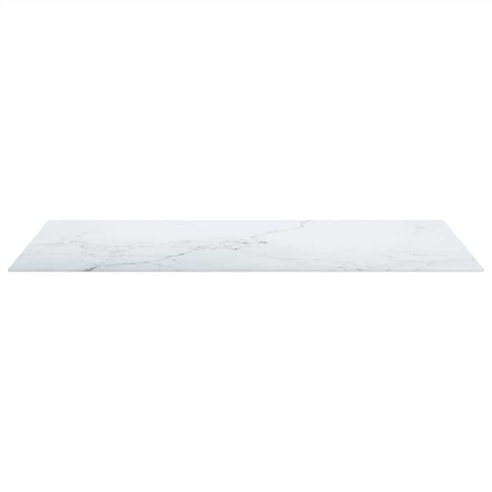 Table Top White 100x50 cm 6mm Tempered Glass with Marble Design