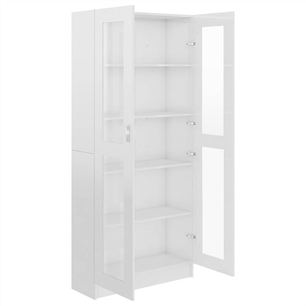 Vitrine Cabinet High Gloss White 82.5x30.5x185.5 cm Chipboard