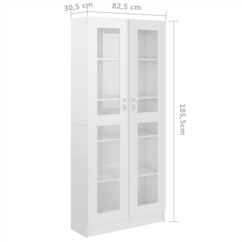 Vitrine Cabinet High Gloss White 82.5x30.5x185.5 cm Chipboard