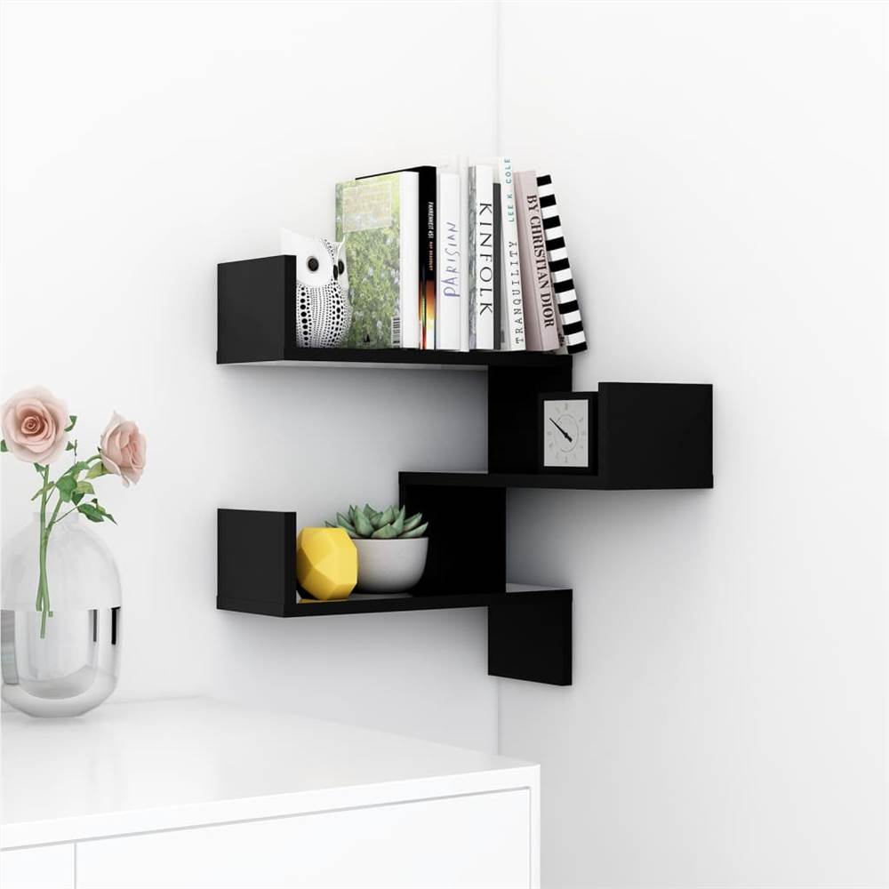 Wall Corner Shelf Black 40x40x50 cm Chipboard