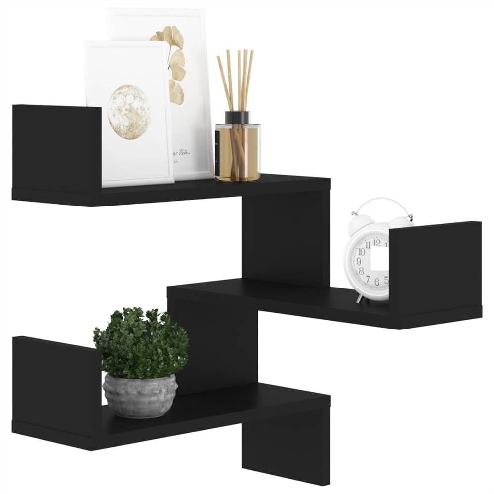 Wall Corner Shelf Black 40x40x50 cm Chipboard