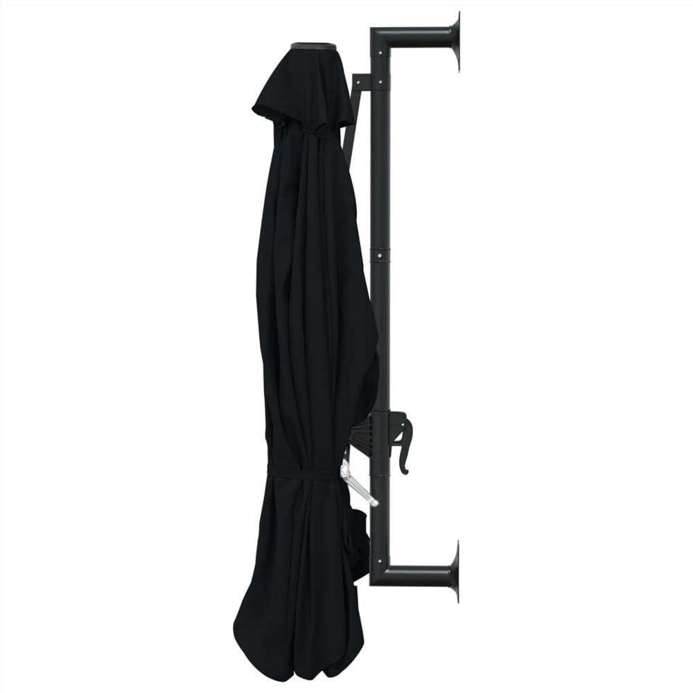 Wall-Mounted Parasol with Metal Pole 300 cm Black