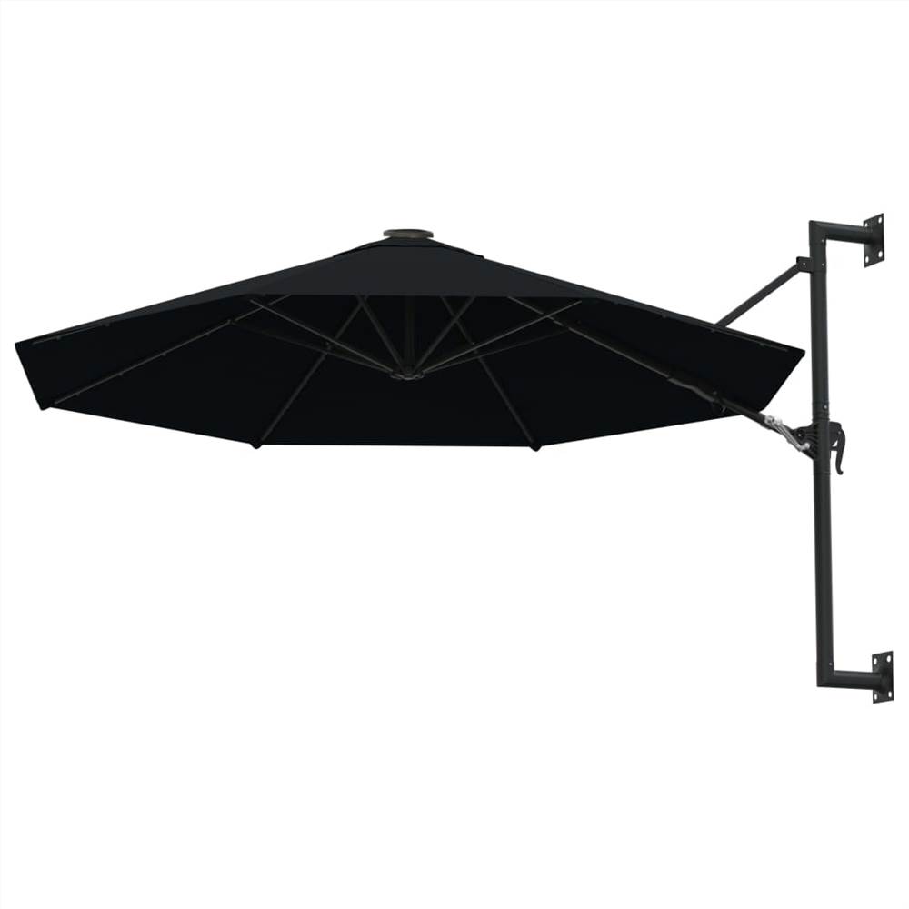 Wall-Mounted Parasol with Metal Pole 300 cm Black