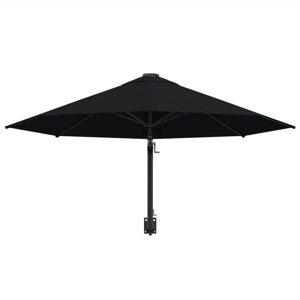 Wall-Mounted Parasol with Metal Pole 300 cm Black