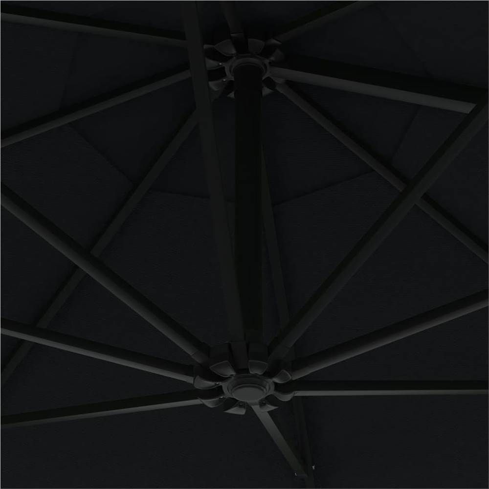 Wall-Mounted Parasol with Metal Pole 300 cm Black
