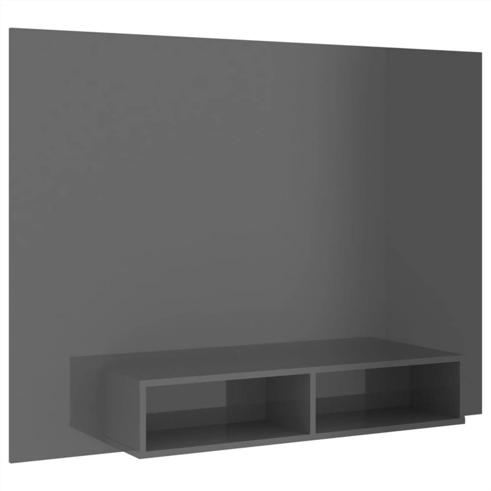 Wall TV Cabinet High Gloss Grey 135x23.5x90 cm Chipboard