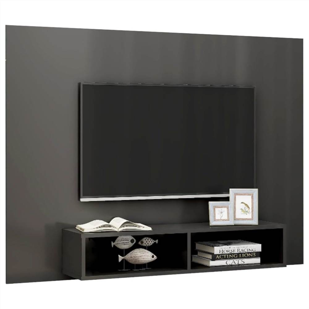 Wall TV Cabinet High Gloss Grey 135x23.5x90 cm Chipboard