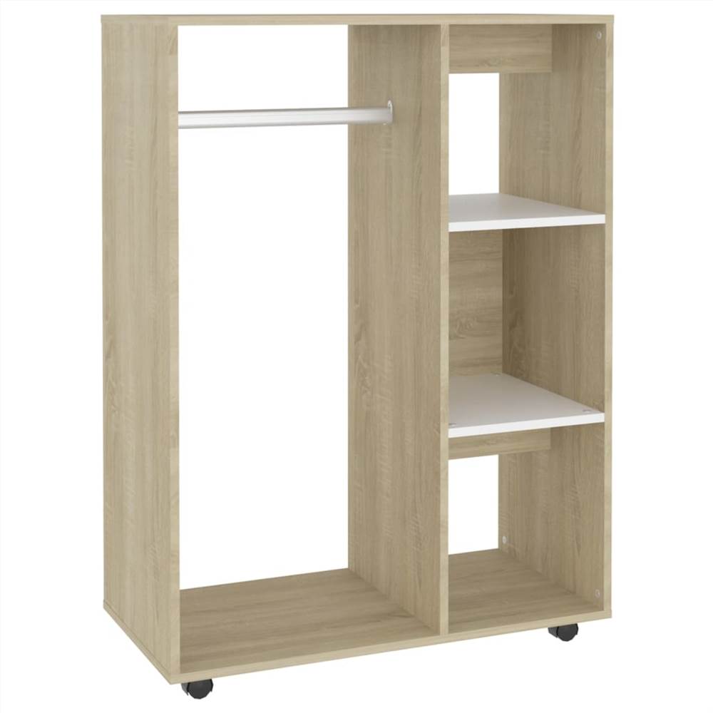 Wardrobe White and Sonoma Oak 80x40x110 cm Chipboard