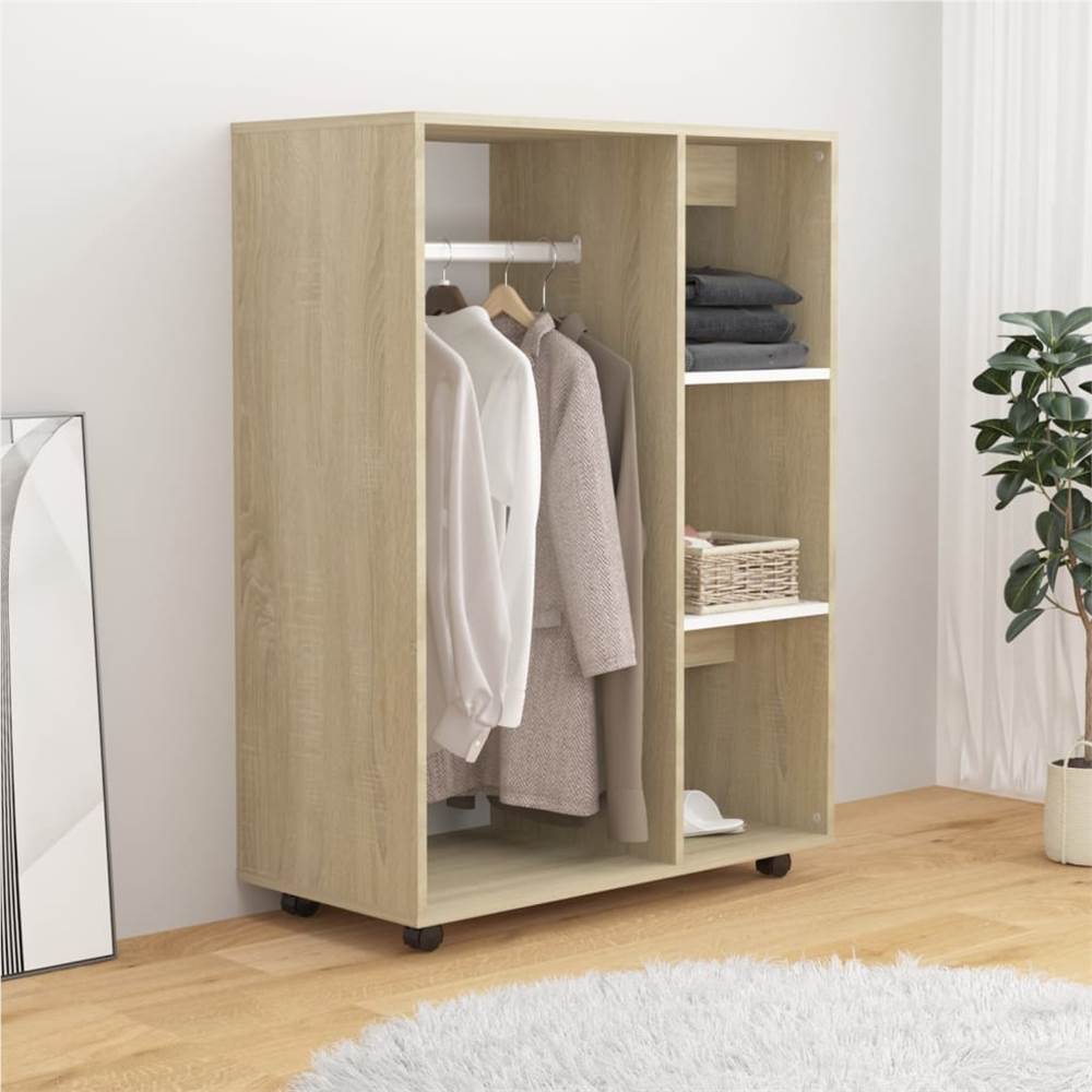 Wardrobe White and Sonoma Oak 80x40x110 cm Chipboard