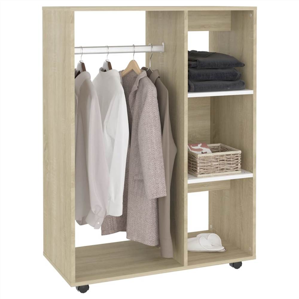 Wardrobe White and Sonoma Oak 80x40x110 cm Chipboard