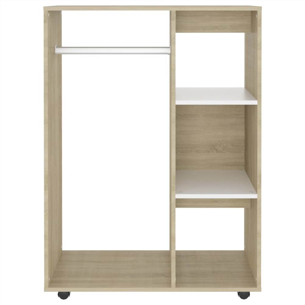 Wardrobe White and Sonoma Oak 80x40x110 cm Chipboard