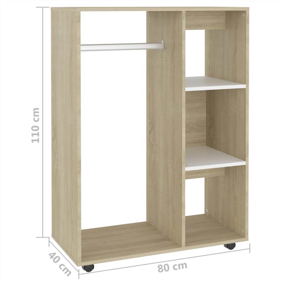Wardrobe White and Sonoma Oak 80x40x110 cm Chipboard