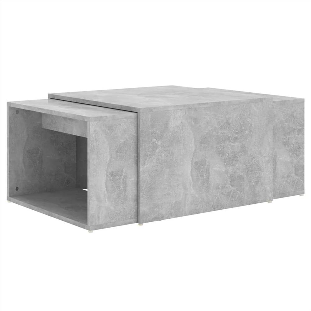3 Piece Nesting Coffee Table Set Concrete Grey 60x60x30 cm