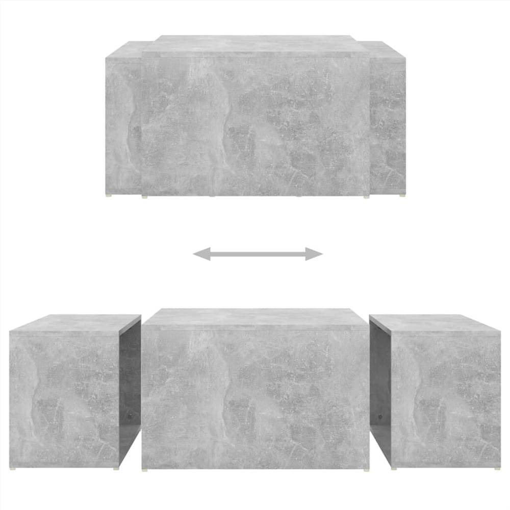 3 Piece Nesting Coffee Table Set Concrete Grey 60x60x30 cm